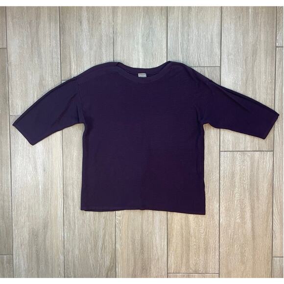 Chico’s Women’s 3/4 Sleeve Top Size 3 XL Purple Knit Boxy Pullover Blouse - Picture 1 of 7